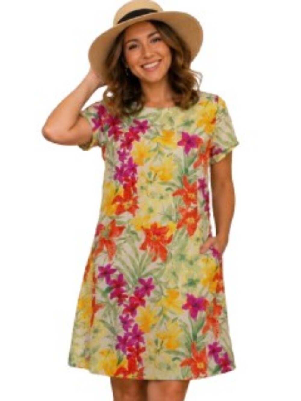 Papell Boutique Vintage Floral 14 Tropical Silk Dress Wedding Office Bloomcore